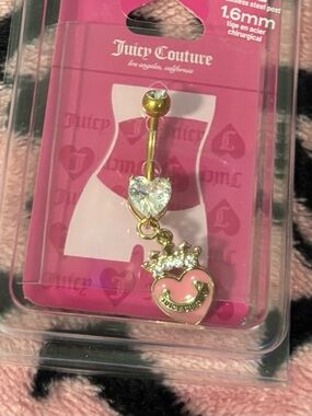 Juicy Couture Gold-Tone Belly Button Ring with Charm 14G stainless steel